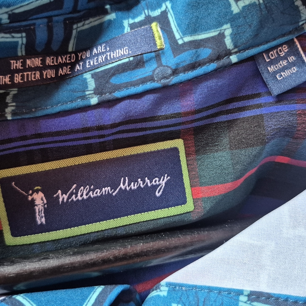 William Murray Blue Geometric Pattern Men's Shirt - image 6